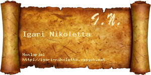 Igari Nikoletta névjegykártya